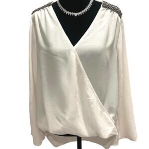 Gibson White Long Sleeve Hi-Lo Blouse • Size M/P • Lightweight Flowy Top